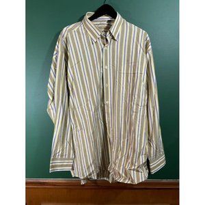 Ben Hogan - Men's Yellow/Blue Horizontal Striped Long Sleeve Button Down Shirt -